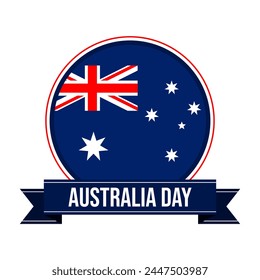 Australia day badge, sticker, stamp with circle australia national flag