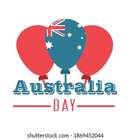 australia day, balloons flag freedom celebration vector illustration