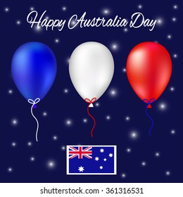 Australia Day balloons with flag of Australia. vector illustration for celebration Australia day with beautiful shiny background. Greeting inscription