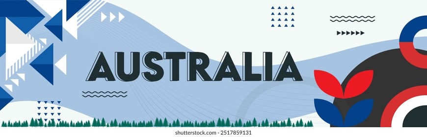 Diseño de Anuncio de día de Australia para el 26 de enero. Anuncio geométrico Abstractas para el día nacional de Australia, fondo del tema de la bandera australiana.