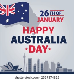 Banner do dia da Austrália, 26 de janeiro .Feliz modelo de banner do dia nacional da Austrália