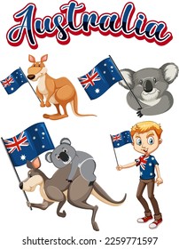 ilustración de conjunto de banderas del Día de Australia