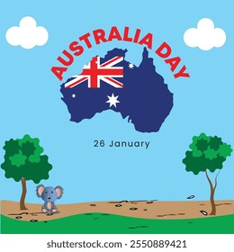 Australia Day Celebration banner, Social Media Post Illustration