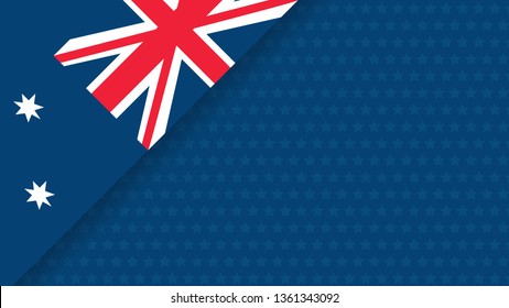 Australia Day celebration banner template with australian flag and pattern with stars decor. Holiday poster template. Vector illustration