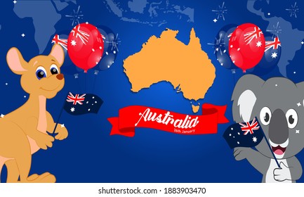 Australia Day celebrations with kangaroos and koala bears