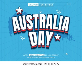 australia day editable text, font effect, 3d text for title