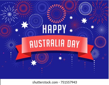 Australia day, fireworks and celebration background, poster, banner 
