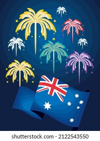Australia-Tag, Flagge und Feuerwerk