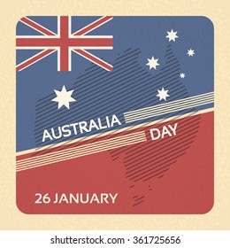 Australia Day Flag National Banner Retro Card Vector Illustration