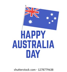 Australia day flag vector background. Happy Australia day lettering