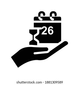 australia day glyph icon. hand icon with calendar and hourglass. simple design editable. Design template vector