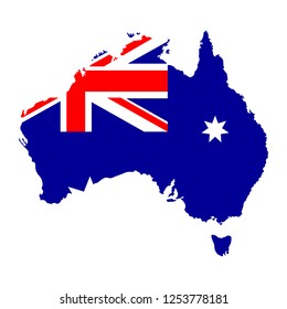 Australia day. Happy Australia day. World holiday. Design emblem, greeting card, banner with blue ribbons. National flag on isolated background.