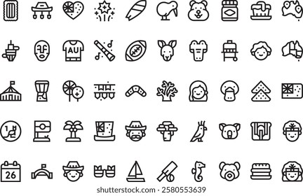 Australia day icons High-Quality Vector Icons Collection with Editable Stroke. Ideal for Professional and Creative Projects