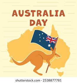 Diseño de ilustración del día de Australia en estilo plano con canguro