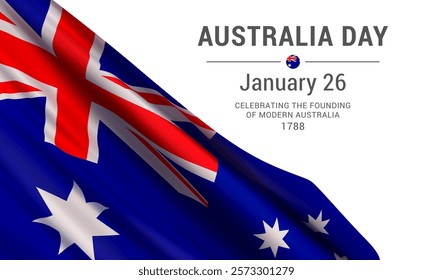 Australia Day. January 26. Vector banner design template with flag of Australia.