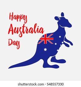 Australia Day. Kangaroo painted in flag of the country. National holiday. Vector illustration.