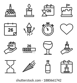 Australia day line icon set. simple design editable. Design template vector