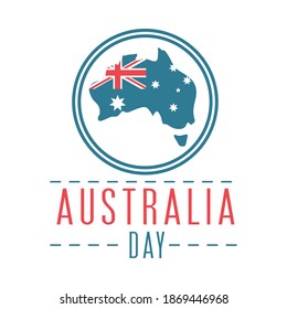 australia day, map with flag round frame vector illustration
