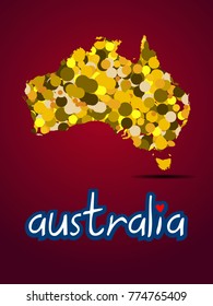 Australia Day map text typography  golden circle retro vintage design. clipping mask. EPS 10