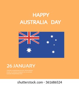Australia Day National Flag Flat Celebration Card Vector Illustration