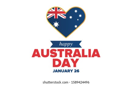 Australia Day. National happy holiday, celebrated annual in January 26. Australian flag. Patriotic elements. Poster, card, banner and background. Vector illustration