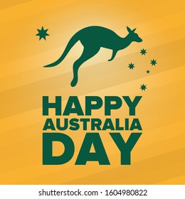 Australia Day. National happy holiday, celebrated annual in January 26. Australian patriotic elements. 
Kangaroo silhouette. Poster, card, banner and background. Vector illustration