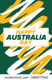 Australia Day. National happy holiday, celebrated annual in January 26. Australian patriotic elements. Kangaroo silhouette. Poster, card, banner and background. Vector illustration