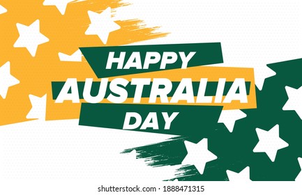 Día de Australia. Fiesta nacional feliz, celebrada anualmente el 26 de enero. Elementos patrióticos australianos. Silueta canguro. Cartel, tarjeta, cartel y fondo. Ilustración del vector