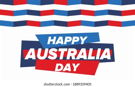 Australia Day. National happy holiday, celebrated annual in January 26. Australian patriotic elements. Kangaroo silhouette. Poster, card, banner and background. Vector illustration