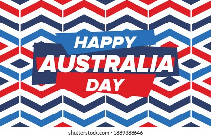 Australia Day. National happy holiday, celebrated annual in January 26. Australian patriotic elements. Kangaroo silhouette. Poster, card, banner and background. Vector illustration