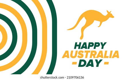 Australia Day. National happy holiday, celebrated annual in January 26. Australian patriotic elements. Kangaroo silhouette. Poster, card, banner and background. Vector illustration