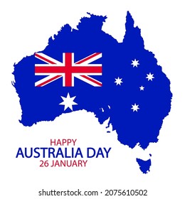 Australia day outline map and flag, vector art illustration.