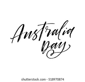 Australia day postcard. Hand drawn holiday background. Ink illustration. Modern brush calligraphy. Isolated on white background. 