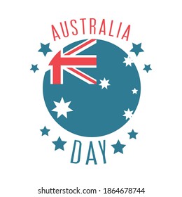 australia day, round flag national event celebration vector illustration