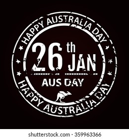 Australia day stamp in vector. Grange white emblem for australia holiday on dark  background
