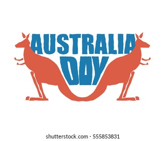 Australia Day. Traditional Australian patriotic holiday. Kangaroo national animal of country. January 26