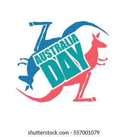 Australia Day. Traditional Australian patriotic holiday. Kangaroo national animal of country. January 26