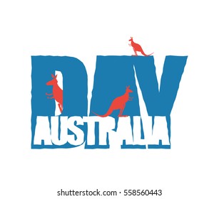 Australia Day. Traditional Australian patriotic holiday. Kangaroo national animal of country. January 26