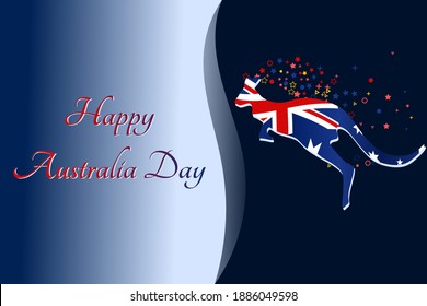 Australia Day Vector. Vector illustration Australian Flags and kangaroo.