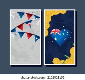 australia day vertical banners set
