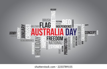 Australia Day word cloud background. Federal awareness Vector illustration design concept.
