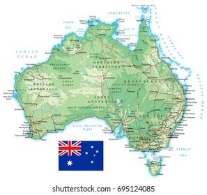 Australia - Detailed Topographic Map - Vector Illustration
