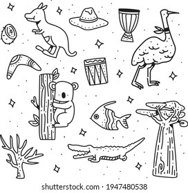 Australia . Australia doodle style . Australia drawing style