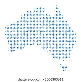 Australia Dot Map. Country Digital Style Shape. Australia vector image. Country shape with blue circular dots. Vibrant vector illustration.