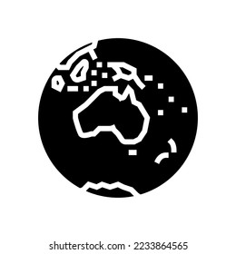 australia earth planet map glyph icon vector. señal del mapa del planeta tierra de australia. ilustración de símbolo aislado