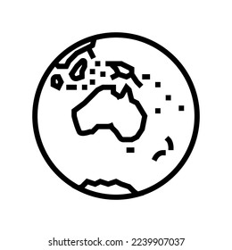 australia earth planet map line icon vector. australia earth planet map sign. isolated contour symbol black illustration