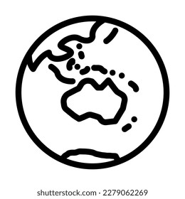 australia earth planet map line icon vector. australia earth planet map sign. isolated contour symbol black illustration