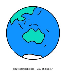 australia earth planet map line icon vector. australia earth planet map sign. isolated symbol illustration