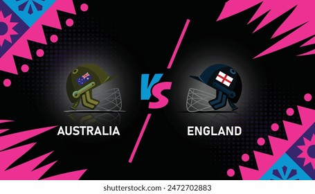 Australien und England treffen auf Illustration. AUS vs ENG Vektorillustration für internationale Cricket-Spiele. ENG vs AUS Vektorgrafik EPS-Format