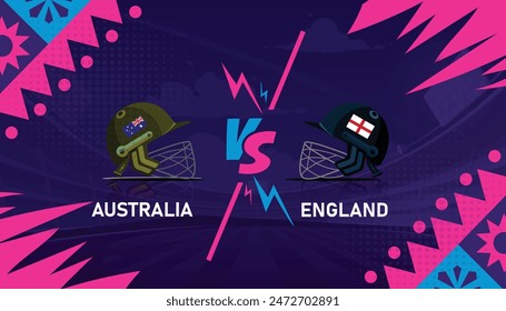 Australia and England match Illustration. AUS vs ENG vector illustration for international cricket match tournaments. ENG vs AUS. Vector EPS format